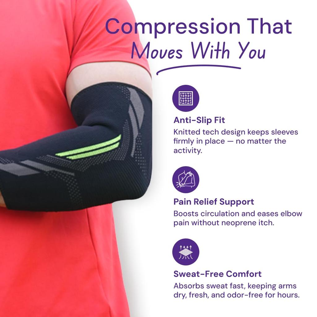 Careforce Elbow Support For Men & Women, Compression Elbow Sleeve, Elbow Brace for Men, Ideal For Gym, Weightlifting, Badminton, Cricket, Tennis,