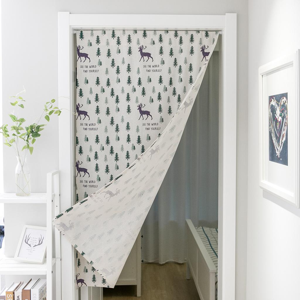 Khaki Geometric American Door Curtain Hanging Curtain Partition Curtain Fabric Feng Shui Curtain Bathroom Half Curtain Does Not Contain Rod