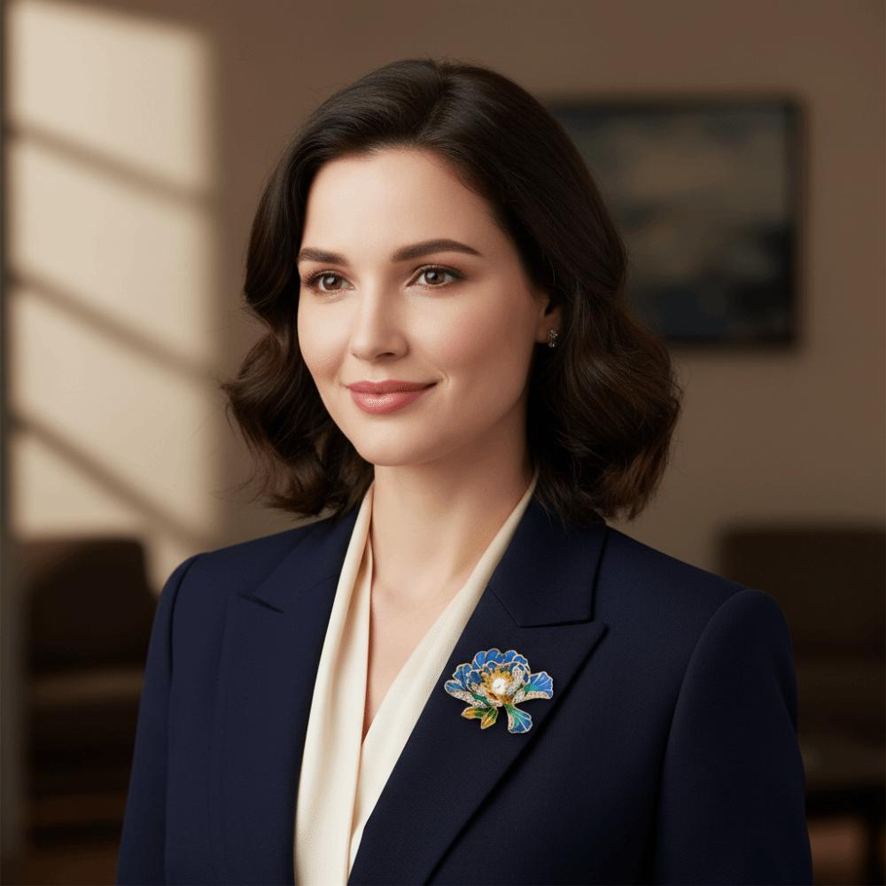 Handmade Peony Flower Brooches Colorful Chinese Style Corsage Fashion Lapel Pin for Women