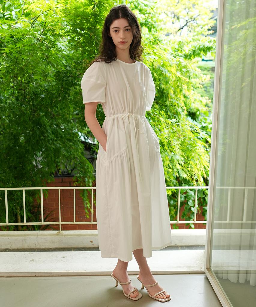 PAUL&ALICE Shirred String Dress / White