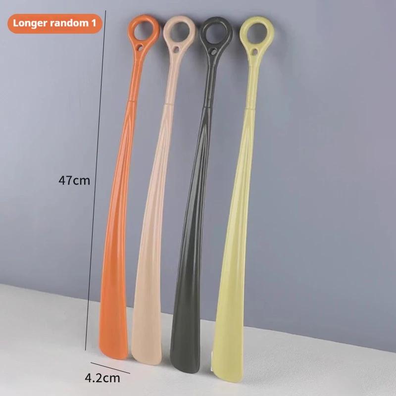 1Pcs 47cm Hanging Ring Shoehorn Pregnant Woman Long Handled Lifter Elderly Shoe Spoon Lazy People Shoe Spatula Shoe Horns