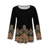 Damen Casual Mode Locker Rundhals Blumenmuster Langarm Oberteil