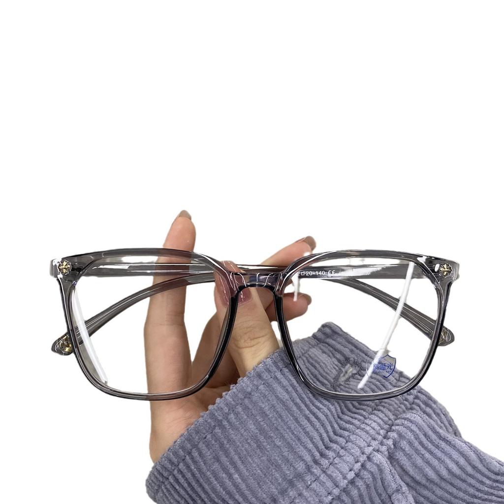 No Makeup Glasses, Women'S Round Face, Personalized Box, Large Frame, Transparent Frame, Anti-Blue Light And Anti-Radiation Flat Light Glasses.