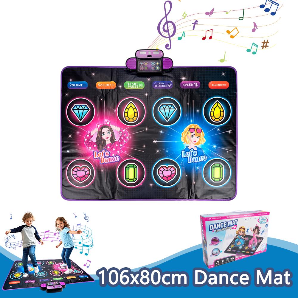 106x80cm Kids Electronic Dance Mat Double Players Mode with Light&Bluetooth Kids Floor Music Blanket Interactive Educational Toy