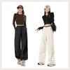 MJ STYLE Women's Three-Proof Winter Plush Lined Wide-Leg Cargo Pants