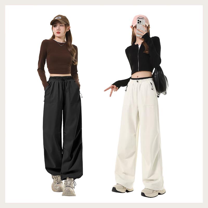 MJ STYLE Women's Three-Proof Winter Plush Lined Wide-Leg Cargo Pants