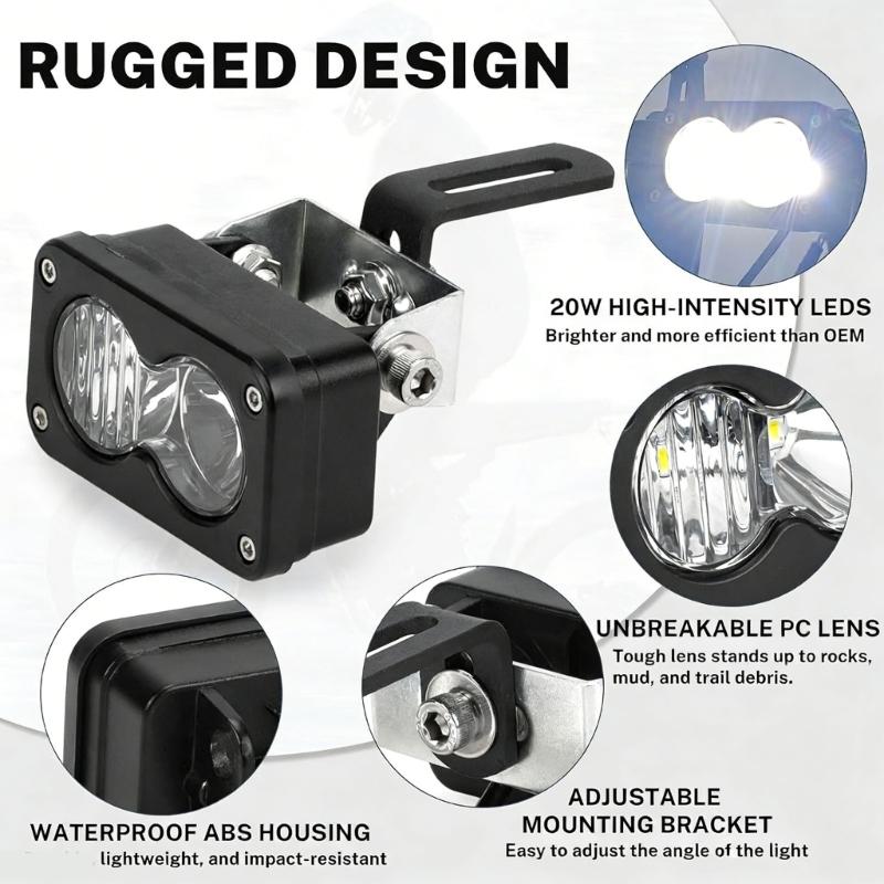 LED Headlight Upgrade Kit with Mount Bracket Car Square Spotlight White Yellow LED Pod Driving Work Light for Motorcycle
