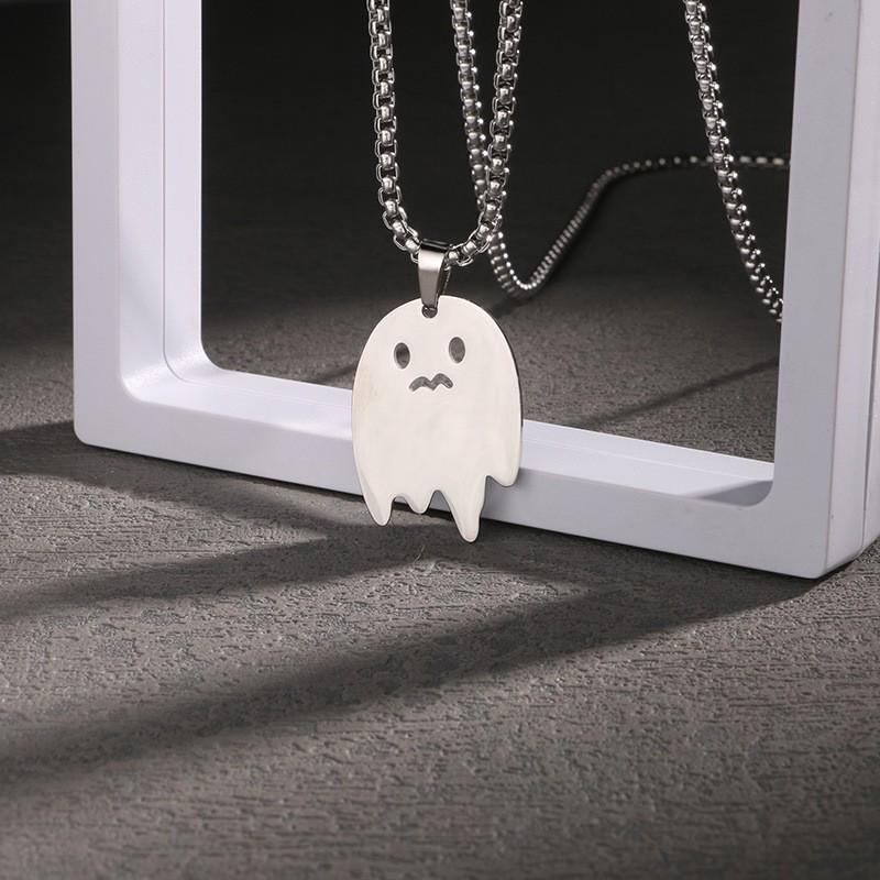 Little Monster Ghost Necklace - Cute Halloween Pendant for Hip Hop Street Style