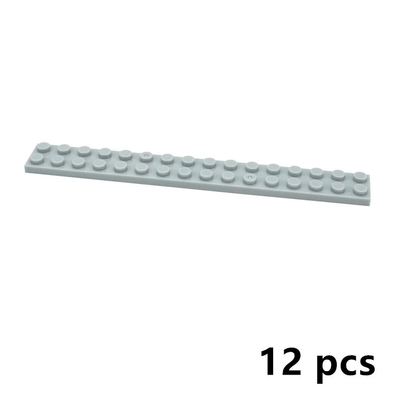 

DIY Building Blocks Thin Figures Bricks Plate 12PCS Size 2x16 Dots Compatible With 4282 Educational Creative Toys for Children світло-сірий колір