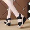 2025 estate nuove zeppe europee e americane sandali a bocca di pesce da donna casual muffin con suola spessa tacco alto velcro scarpe da donna