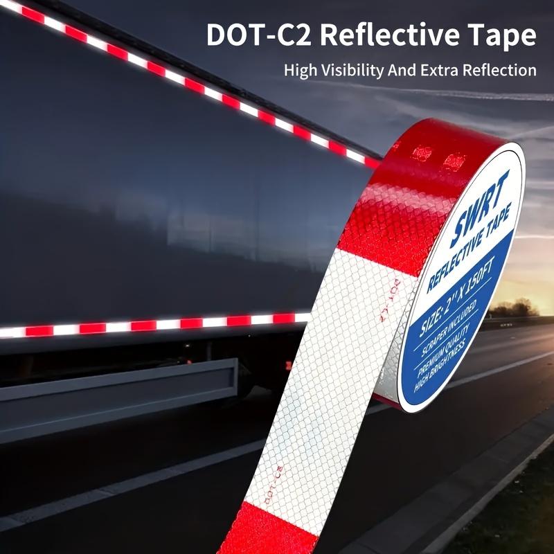 1/2Rolls DOT-C2 High Visibility Reflective Tape, Self-Adhesive Red White Warning Strip for All Vehicles