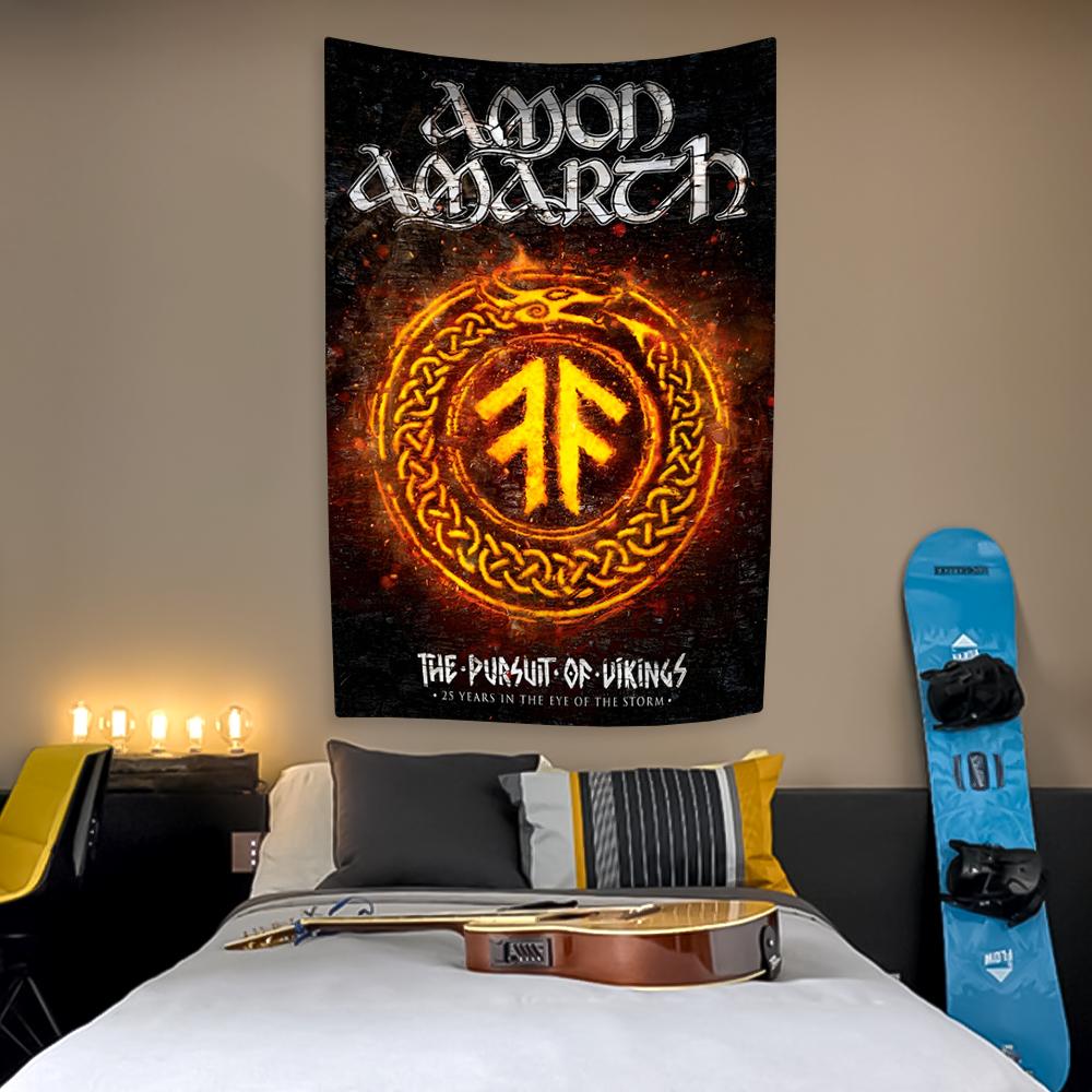

Группа Death Metal Гобелен Amon Amarths Рок-музыка Печать Настенный Покрывало Ткань Спальня Фон Украшение Дома 29x37in