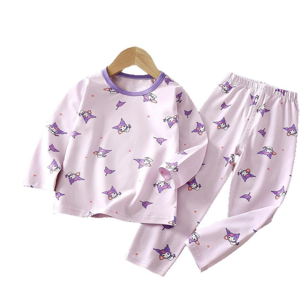 Kids' Autumn Lycra Cotton Pants Set: High-Elastic, Cartoon Print, Soft & Skin-Friendly Home Wear.