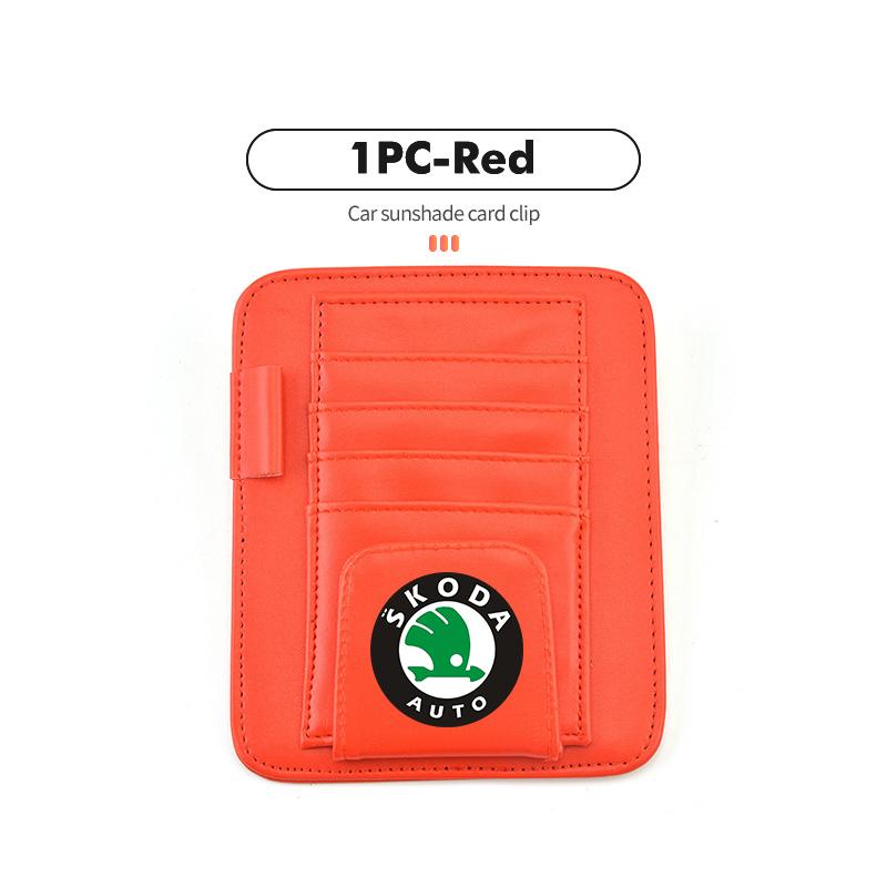AAABT1 Car Sunvisor Storage Clip Multi-Pocket Card Ticket Clip Organizer Interior Accessories For Skoda S Kodiaq Octavia 2 3 Yeti Karoq