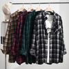 Damen Übergröße Karopulli Koreanisch Locker Gebürstet Langarm Umlegekragen Oversized Bluse 4XL-8XL Frühling Herbst Oberteil
