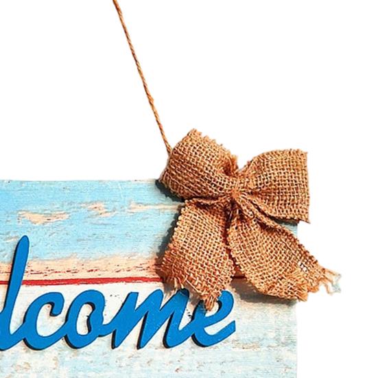 Yangyizhi Welcome Decorative Sign, Wooden Mediterranean Retro Style Wall Mounted Door Sign for Indoor Outdoor Use