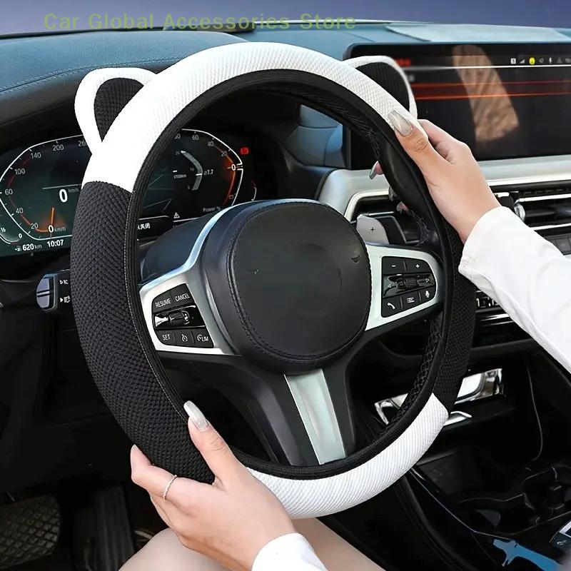 Cartoon Cat Ears Car Steering Wheel Cover Anti-slip Suitable For A Variety Of Models Sweat-absorbent Breathable Wear-resistant