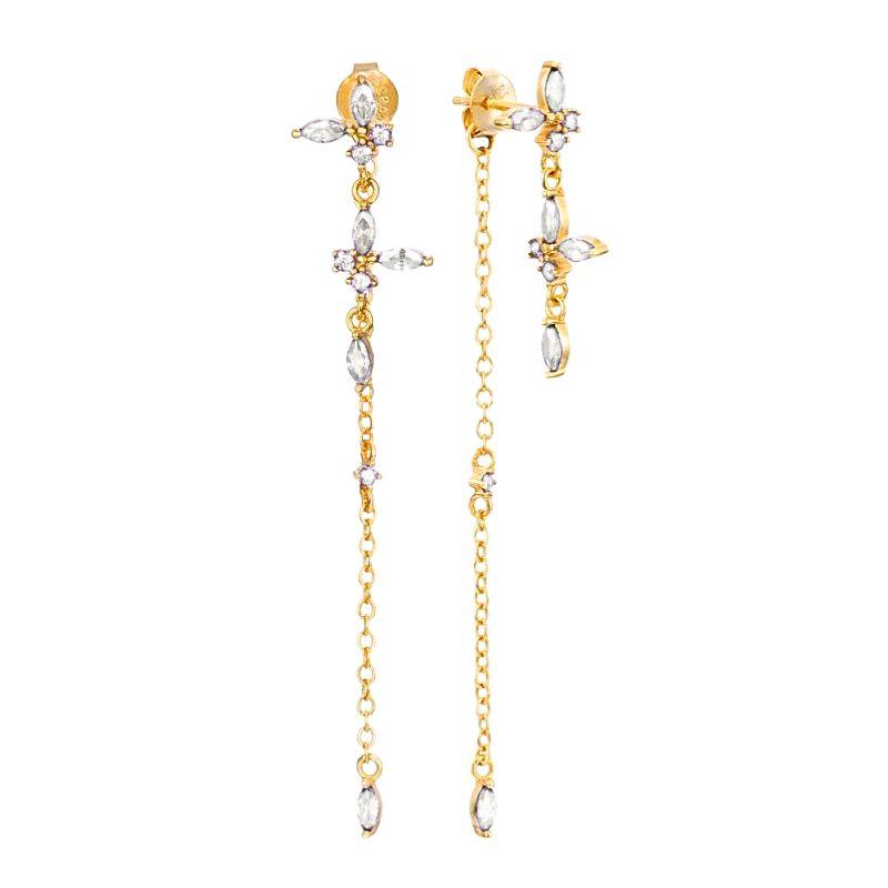 925 Silver Needle Luxury Long Chain Tassel Crystal Stud Earrings For Women Exquisite Pendant Gold Earrings Fine Jewelry