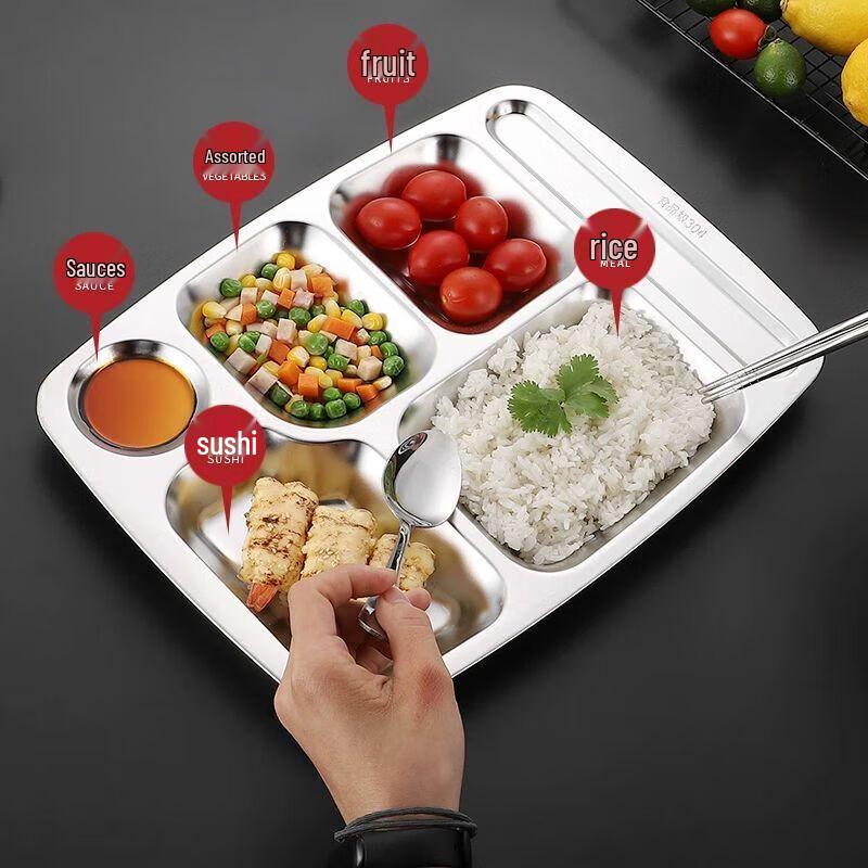 Plateau déjeuner divisé en acier inoxydable 316