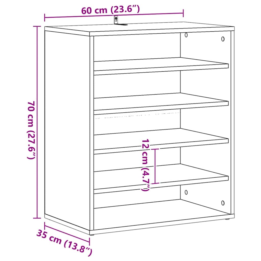 Shoe Rack Vintage Wood Look 60 x 35 x 70 cm Engineered Wood