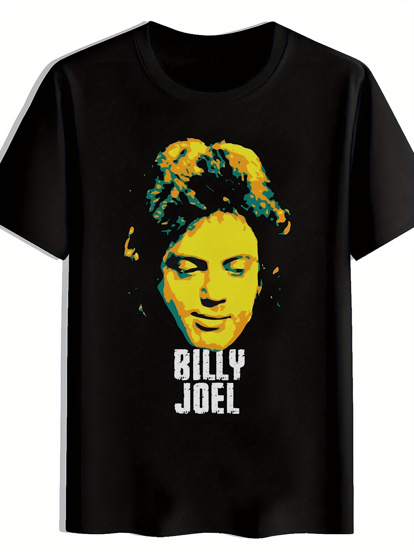 T-shirt Vintage Rock Band Graphic - Black Short Sleeve Round Neck Summer Tee with Retro Musician Portrait & Bold Typography XXXL