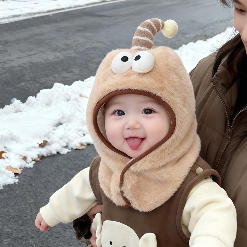 Plush Winter Baby Hat with Scarf - Thick, Warm, Windproof, and Ear-Protecting