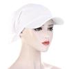 Color Candy Summer Solid Color Outdoor Windproof Sunscreen With Brim Headscarf Casual Headscarf Hat