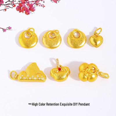 Ancient Sand Gold Pendant: Strong Color Retention, Wealth & Fortune Charm, Retro Bracelet/Necklace Accessory