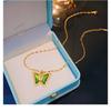 Women S Gold Plated Color Changing Butterfly Pendant Necklace Fashion Clavicle Chain
