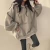 Damen Cardigan Hoodie Streetwear Grau Harajuku Oversized Oberteil Sweatshirt Damen Lässig Langarm Tasche Kapuzenmäntel