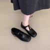 Soft-soled Version~ Retro Brown Flat-bottomed Square-headed Mary Jane Shoes, Autumn New Shallow-mouth Soft-soled Single Shoes, One-pedal Women