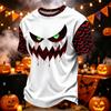 Men's Casual Corduroy Short Sleeve Crew Neck Lightweight Breathable T-Shirt Halloween Print Lettering Design