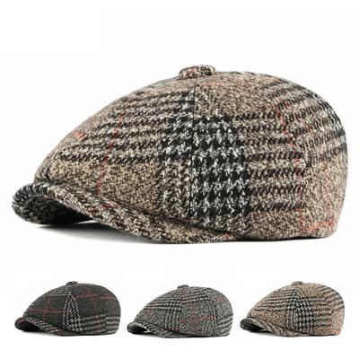 Autumn Winter Wool Plaid Beret Men Vintage Peaked Cap Octagonal Cap Newsboy Cap Gatsby Painters Hats Ivy Hat Gorro Hombre Boina