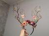 Gothic Deer Antlers Flower Hair Band Christmas Cosplay Hair Accessories
