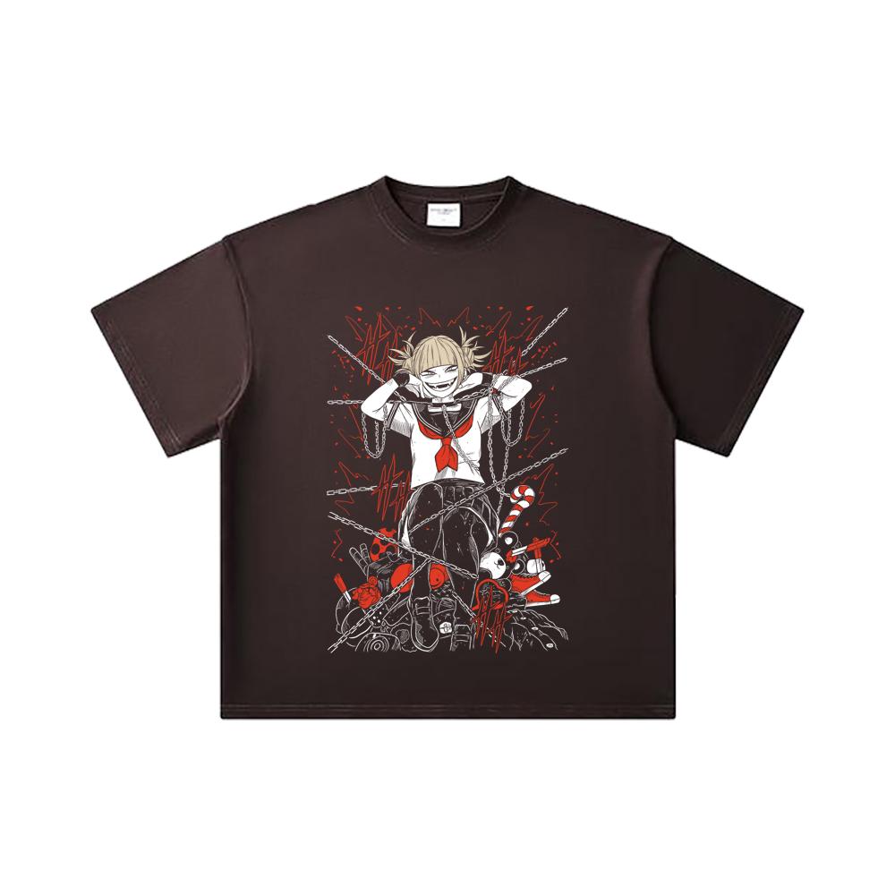 260 GSM Double Yarn 32 Count 100% Cotton My Hero Academia V8 Toga Print Unisex Heavy Cotton T Shirt