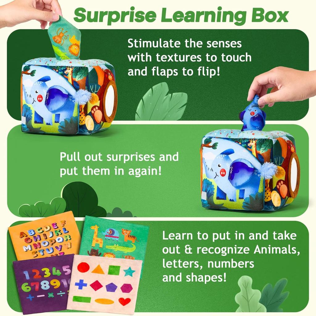 Baby Toys 6-12 Months - Montessori Toys for 6 Month Old Sensory Toys Baby Tissue Box Toy 6 7 8 9 12 18 Month Old Baby Must Haves Development Learning