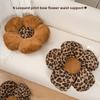 Leopard Print Floral Sofa Cushion With Plush Faux Fur For Home Decor
