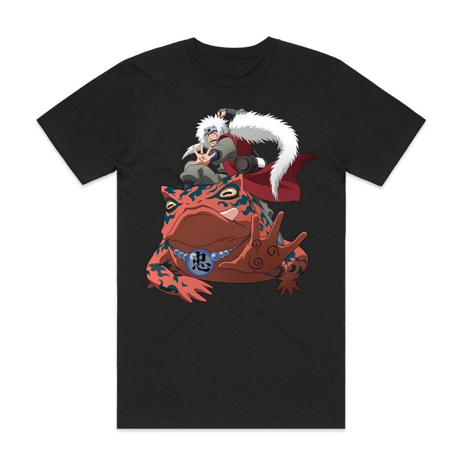 

Summer Naruto Jiraiya Anime Oversize T-shirt Men Women Short Sleeve Casual Tee Cotton Unisex Streetwear Cosplay Harajuku Tops S чёрный