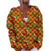 Women's Fashion Christmas Printed Long Sleeve Knitted Cardigan Button Down Jacket
