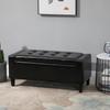 PU Leather Storage Ottoman Bench Storage Chest Tufted Ottoman Cube W/ Flipping Top 92L X 40W X 40H Cm Black