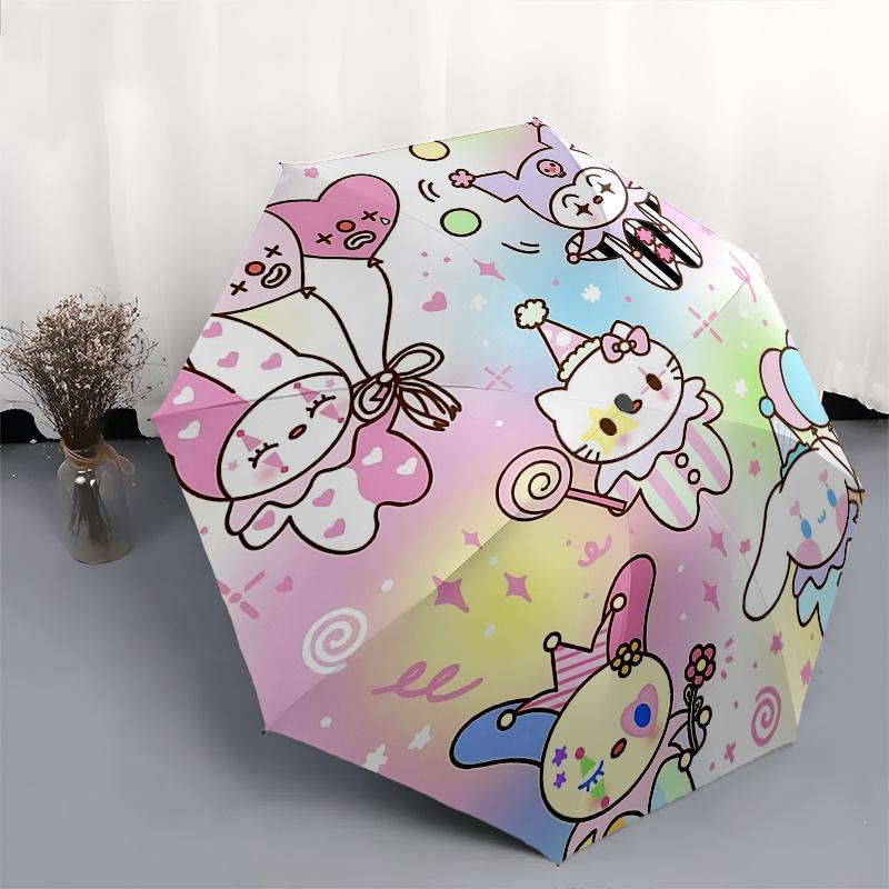 1pc Hello Kitty Carnival Celebration Umbrella - Automatic Open/Closed with Foldable Design, Iron Frame, Outdoor Use, Festive Gift for Fans, Travelers,