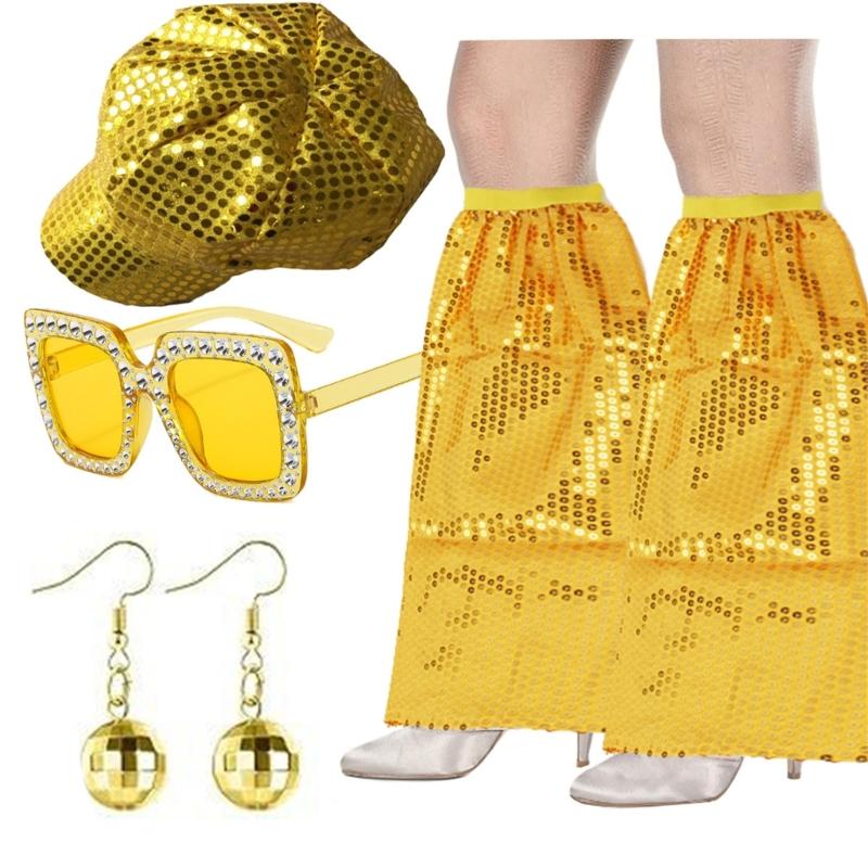 4/5Pcs Disco 50s 60s 70s 80s Set Rockstars Cool Outfits for Halloween Birthday Party Costume Dress Up Accessories