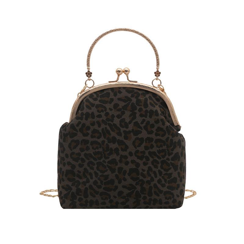 2025 New Retro Niche Design Handbag High-end Leopard Print Chain Single Shoulder Crossbody Gold Bag Female Tide