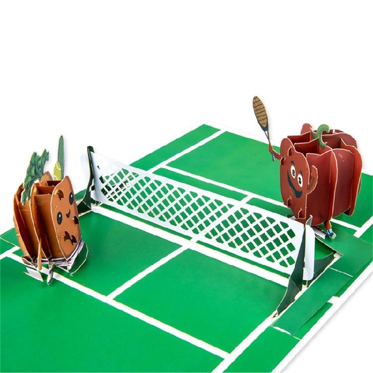 Creative 3D Tennis Theme Popup Gifts Card Fathers Day Greeting Card with Envelope Foldable Happy Birthday Card for Dad