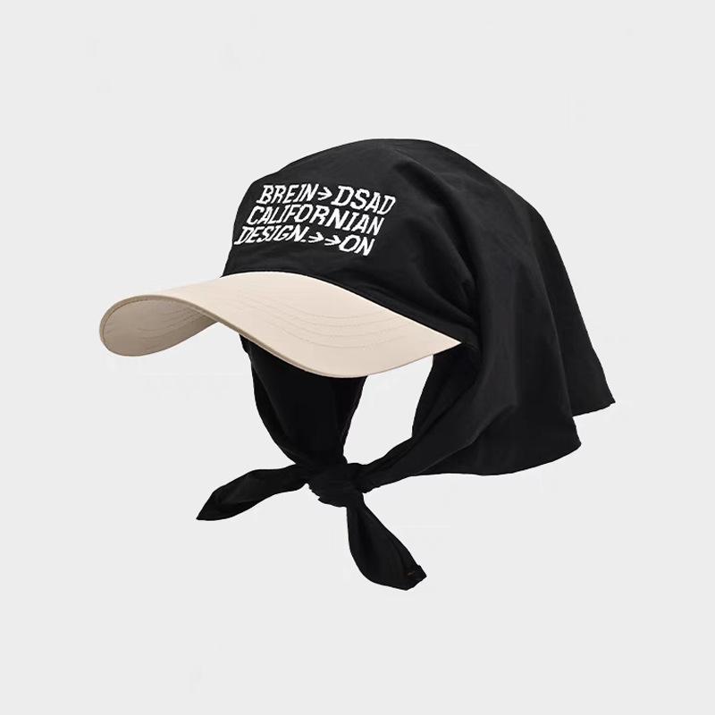 Headscarf Hat,Women, Embroidered Letters, Duckbill Hat, Men's Summer, Color Blocking, Triangular Scarf, Baotou Baseball Cap, Personalized Hip-hop Hat