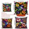 2D Hummingbird Floral Print Decorative Pillow Covers Pattern Cushion Cover Suitable For Sofa Bedroom Car Pillow Cover