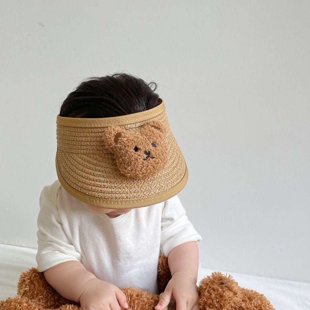 

Hat Autumn Plush Bear Empty Top Hat Kids Straw Hat Korean Style Cap Children Sun Visor Hat