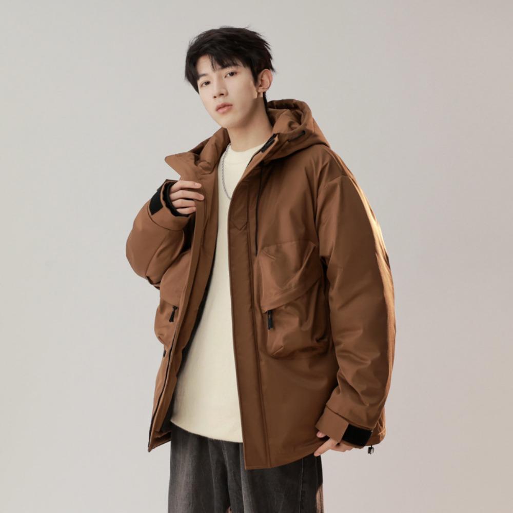 Men's autumn and winter couple cotton-padded clothes for men and women with the same trendy brand versatile hooded tooling cotton jacket