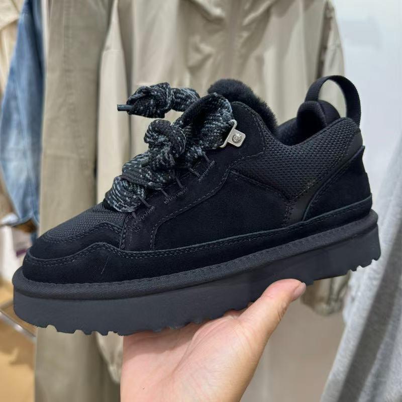 

Sangpo 2025 Genuine Leather Lace-up Low-top Snow Boots with Thick Soles and Warm Cotton Lining 41 чорний