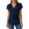 Women's Short-Sleeve Chiffon Blouse with Ruffles